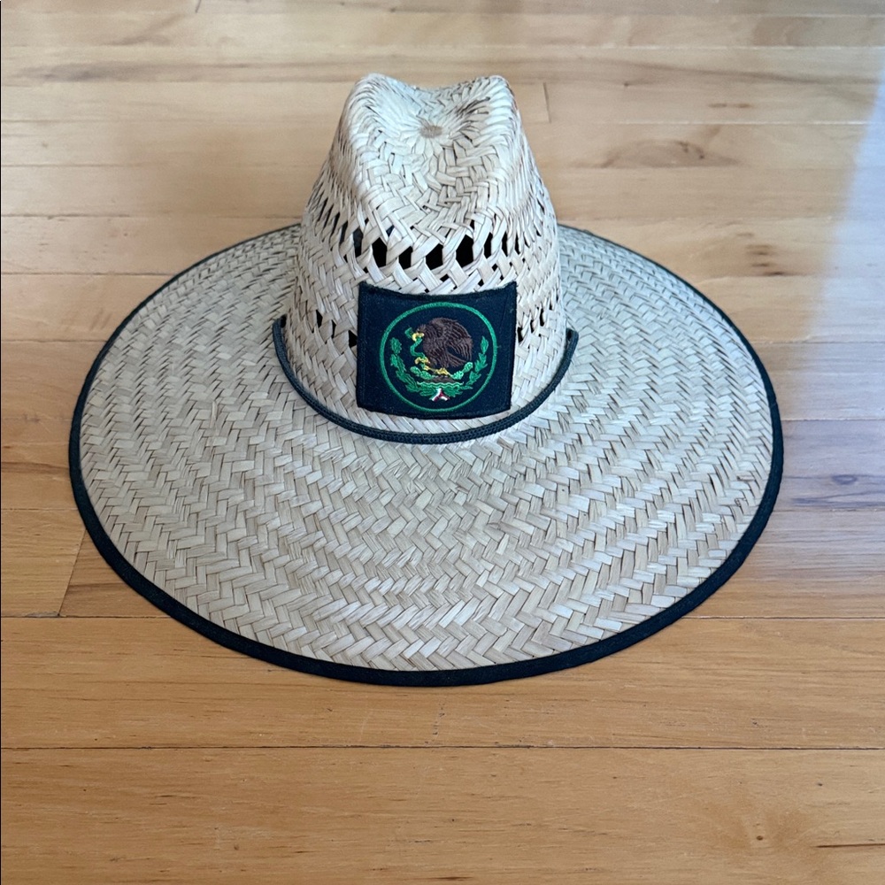 Straw Sun Hat with Embroidered Patch